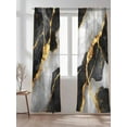 thumbnail image 2 of Abstract Art Sheer Curtains 108 Inch Long 2 Panels, Gold Black Gradient Marbling Water Ripple Light Filtering Rod Pocket Semi Sheer Curtains, Sheer Voile Drapes for Living Room Bedroom, 52"x108", 2 of 5