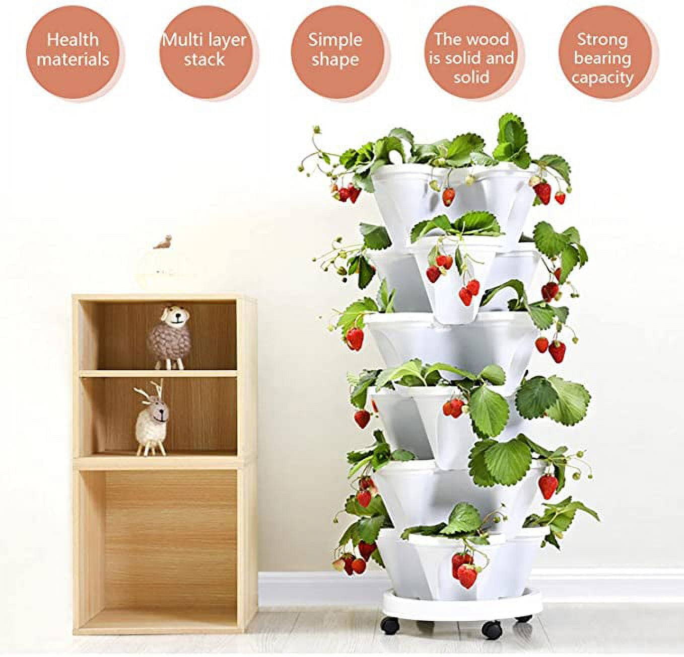 Aoodor Stackable Planter Vertical, Tower Garden Planters ，Growing System  for Indoor and Outdoor Use