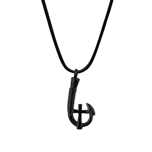 Anavia Men's Black Fishing Hook Cross Stainless Steel Funeral