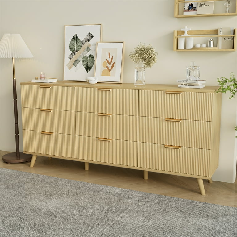 Yeahumalia Boho 9 Drawers Dresser, Natural Finish, MDF, 63