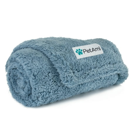 UPC: 0840168302826 | PetAmi Fluffy Waterproof Dog Blanket For Small Medium Dogs  Soft Warm Pet Sherpa Throw Pee Proof Couch Cover  Reversible Cat Puppy Bed Blanket Sofa Protector  Plush Washable Pad (Dusty Blue  24×32)