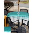 thumbnail image 6 of Square Outdoor Tablecloth with Umbrella Hole Ombre Turquoise Waves Outside Table Cloth Waterproof Patio Table Cover Abstract Art Gradient Modern Zipper Tablecloths for Picnic Party Camping 54x54 Inch, 6 of 8
