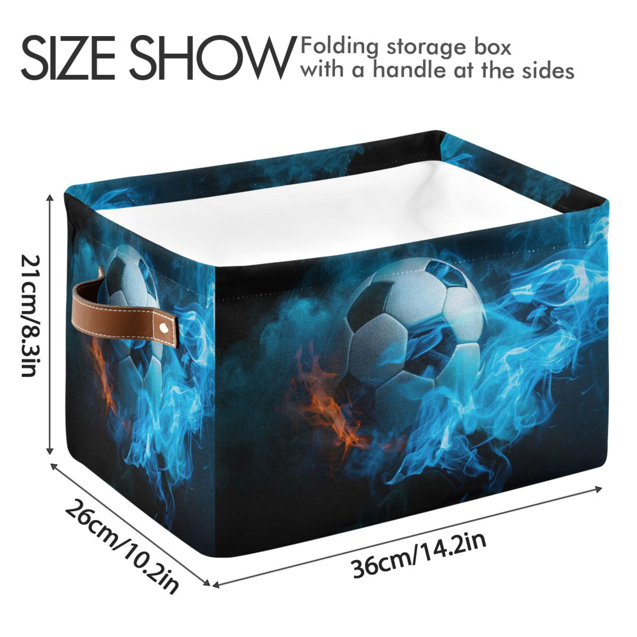 Ryvnso Soccer Ball with Fire Storage Basket Large Bin Foldable Boxes Toys Organizer 14.2x10.2x8.3in 2 PCs