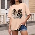 thumbnail image 4 of Women Summer Tops Ladies Fashion Casual Valentine's Day Print Outdoor Sports Round Neck Short Sleeve T Shirt Top Half Tee Womens Loose Fitting T Shirts Dress Tee Shirts Women plus Size Beige M, 4 of 5