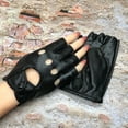 thumbnail image 4 of Stylish Open Finger Leather Gloves With Mesh Cutouts For Women Night Out Cosplay Stage Shows, 4 of 15