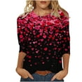 thumbnail image 2 of POTETI Valentine’s Day Clothing Women Romance 3/4 Sleeve Tops Casual Crew Neck Sweethearts Print Gift for Lovers Tops, 2 of 5