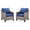 Blue Cushion & Gray Wicker-2 Pcs Arm Chair Set, variant on Hommoo Outdoor PE Wicker Ottomans Set of 2, Patio Brown Rattan Footrests with Cushion for Backyard or Deck, Beige