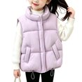 thumbnail image 5 of Besolor Toddler Kids Girls Puffer Vests Sleeveless Lightweight Casual Fall Winter Thicken Warm Button Waistcoat Coat with Pockets(6-7 Years,Purple), 5 of 5