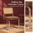 thumbnail image 4 of Coffee Linen Modern Rattan Dining Chairs Set of 4, Cane Back, Dinning Chairs, Sillas de Comedor, Upholstered Mid Century Modern Dining Room Chair, Chrome Metal Kitchen Chair, 4 of 9