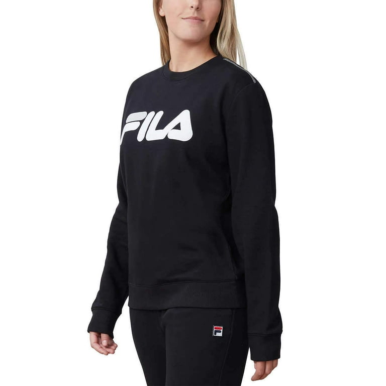 FILA Ladies Heritage French Terry Crew Neck Sweatshirt Black L