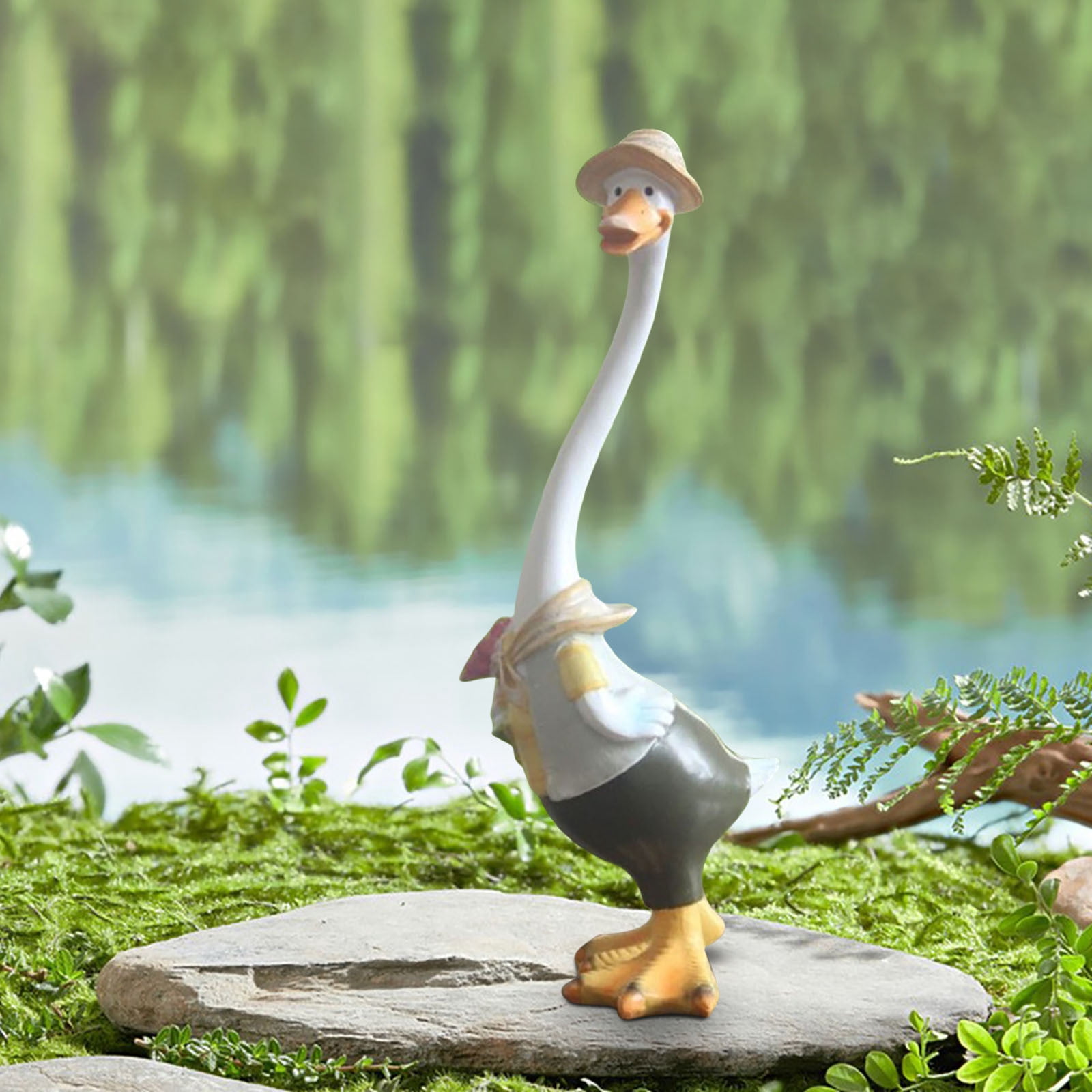Farm Duck Statue, Indoor Outdoor Resin Decorations,Garden Decorative Sculpture Cute Simulation Funny Duck Decoration for Farmhouse Cafe Yard Indoor Outdoor, Male