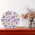 thumbnail image 6 of Pinksh Purple Yellow Flowers Round Wall Clock Silent Analog Battery Operated Black Pointer Home Decor 9.84" Diameter, 6 of 11