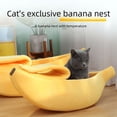 thumbnail image 3 of Nido de gato cálido con forma de plátano para mascotas de invierno, perrera semicerrada, nido de hámster, cama para mascotas, tapete para dormir, 3 of 4