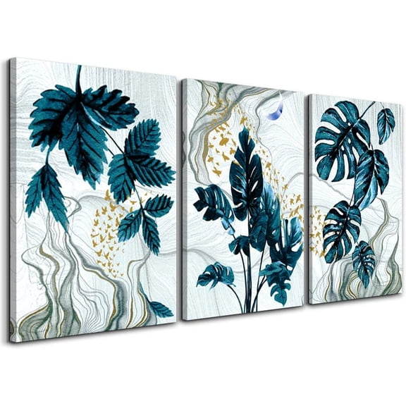 Canvas Wall Art For Bedroom Family Wall Decor For Kitchen Living Room Home Decorations Artwork Bathroom Decor Canvas Prints Green Plant Painting 12" X 16" 3 Pieces Framed Modern Office Wall Pictures