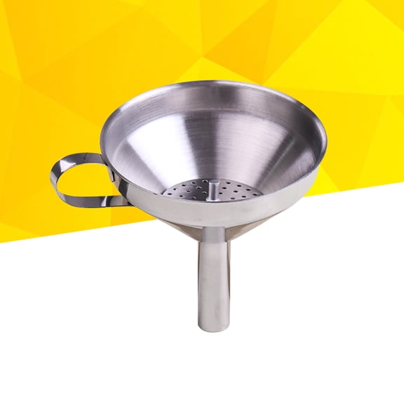 COSMOBETTY Stainless Steel Funnel with Removable Strainer for Easy Liquid Filtering and Spill-Free Transfer, Includes Handle