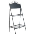 thumbnail image 3 of SAFAVIEH Natum 2 Tier Outdoor Patio Plant Stand, Red Brown/Blue Wash, 3 of 10