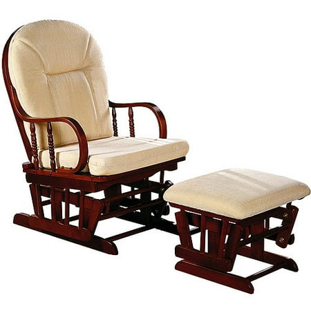 Dream on Me Fillmore Glider and Ottoman, Cherry Finish with Tan Cushions