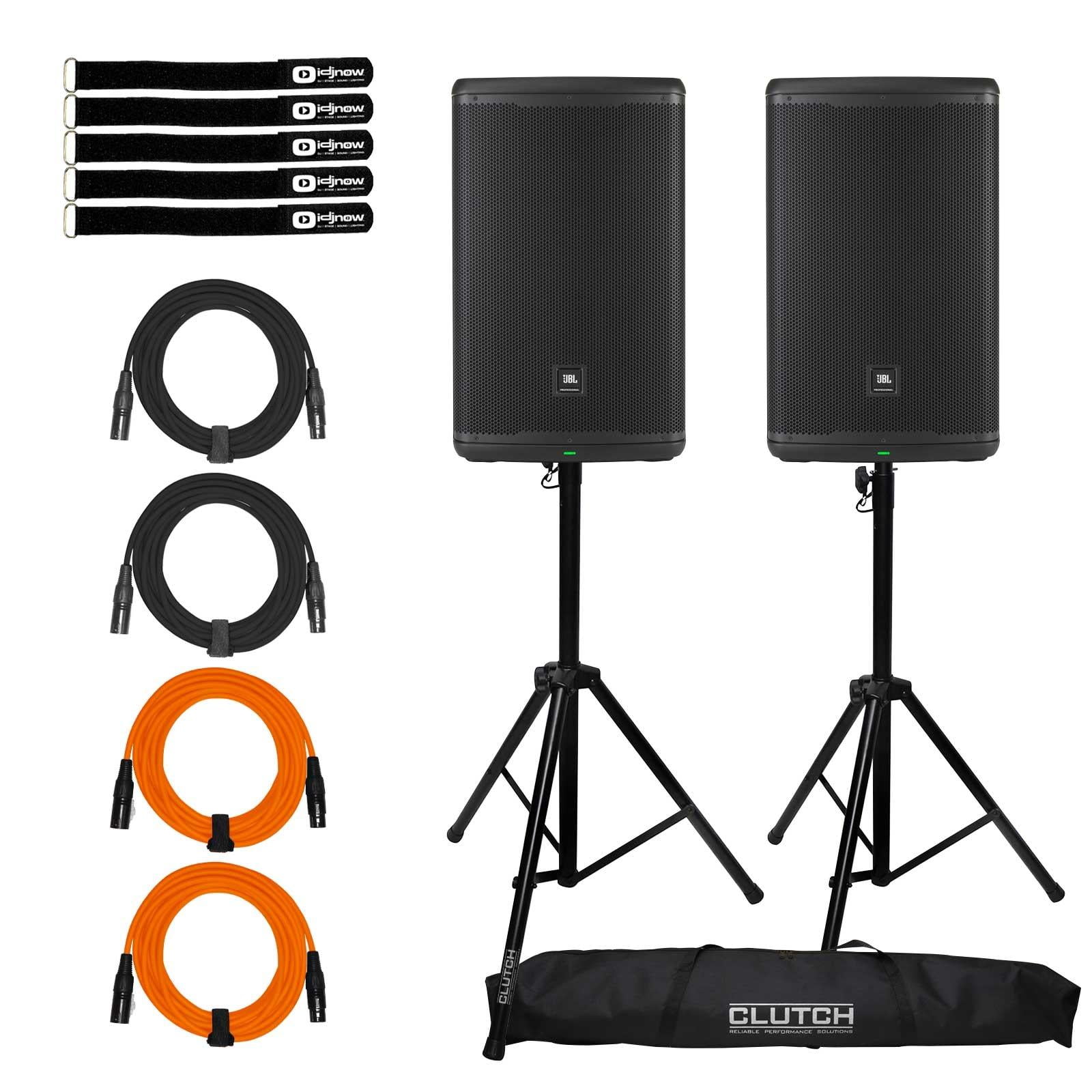 graven Uitbarsten ambulance 2) JBL Professional EON715 15" EON 700 Series Powered PA Bluetooth Speakers  with Tripod Speaker Stands Package - Walmart.com