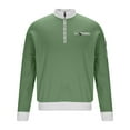 thumbnail image 3 of WQNVRNR Men's Waffle Knit Polo Shirt- Stand Collar Pullover Spring Fall Casual Long Sleeve Top with Chest Pocket Mint Green Size XL, 3 of 8