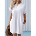 thumbnail image 4 of Robes d'Été pour Femmes Mode 2025 Robe Courte à Manches Courtes Blanche TG, 4 of 10