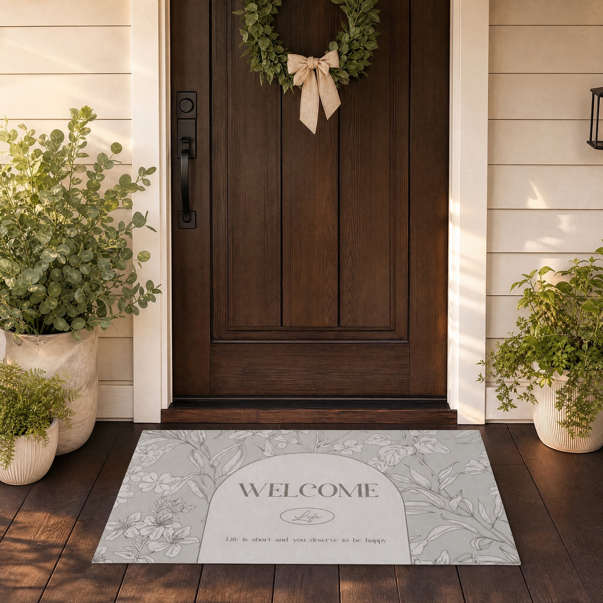 Unique Bargains Non-Slip Doormat for Front Door Waterproof Mud Scraper Rug Grey 30" x 18"
