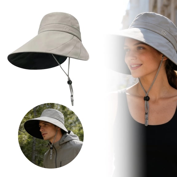 UPF 50 Wide Brim Sun Hat for Women, Packable UV Protection Bucket Hat with Adjustable Chin Strap, Breathable Outdoor Hat for Hiking, Beach, Gardening, Travel & Summer Activities