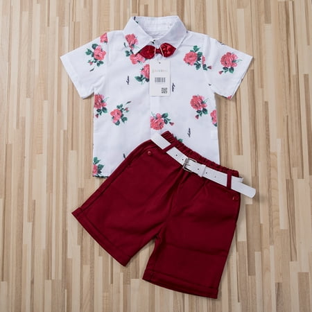 

Nokpsedcb Toddler Boy Clothing Set Short Sleeve Printed Shirt and Shorts 2PCS Suit for Holiday Travelling Party Multicolor 1-2 Years
