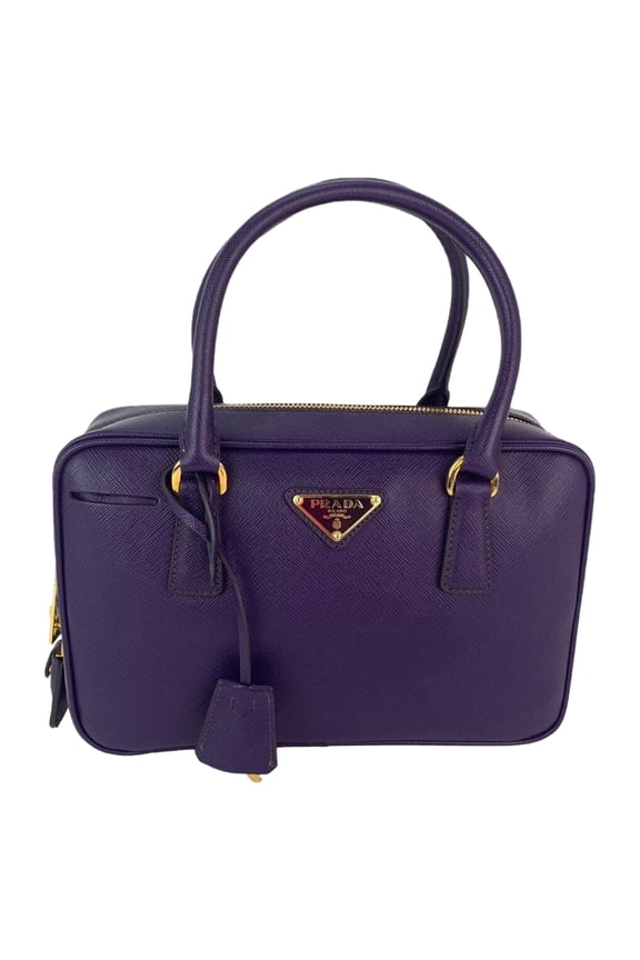 Pre-Owned Prada Saffiano Leather Lux Small Top Handle Viola Purple Handbag
