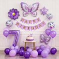 thumbnail image 2 of Set de globos HAUCIAJEIN para 7.º cumpleaños con mariposas, 7 piezas, morado, 2 of 5