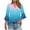 Blue, variant on Womens Tops Plus Size 3/4 Sleeves V-Neck Gradient Flare Sleeve Summer Solid T-shirt Pullover Blouse Black XXL