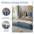 thumbnail image 5 of Harper & Bright Designs King Size Leather Platform frame with Wingback Headboard & Wavy Footboard, PU Upholstered Bedframe with Solid Wooden Slats Support, Antique Blue, 5 of 14