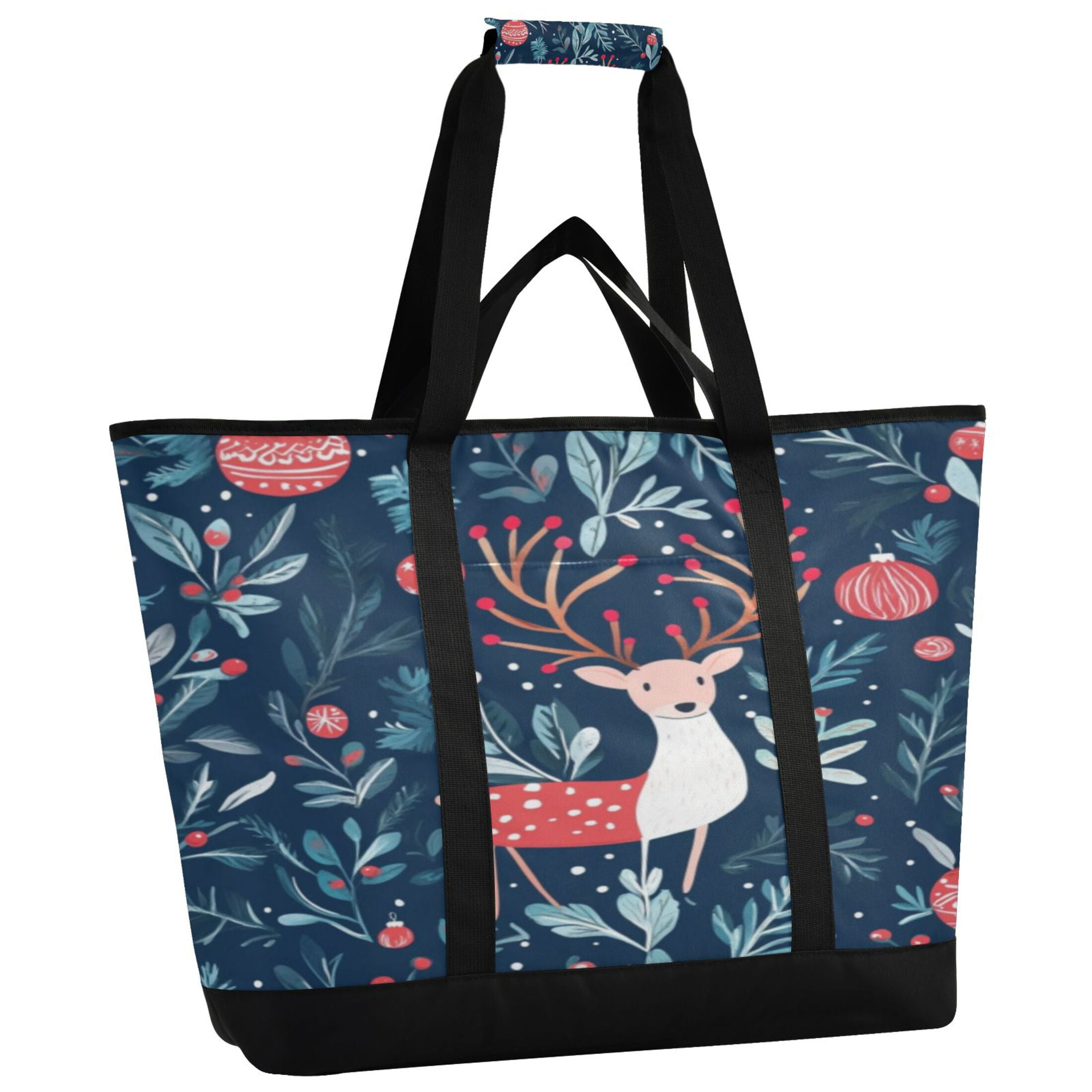 Large Hand-held Ice Pack Picnic Bag Insulation and Refrigeration Suitable for Shopping Picnics and Camping Christmas Deer Picture