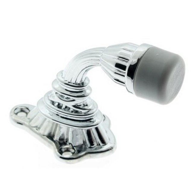 Idh by St. Simons 13200-026 Solid Brass Ribbon & Reed Crane Door Stop, Polished Chrome