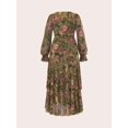 thumbnail image 4 of Multicolor Floral Print Wrap Dress With Ruffle Hem And Cinched Waist For Women, 4 of 6