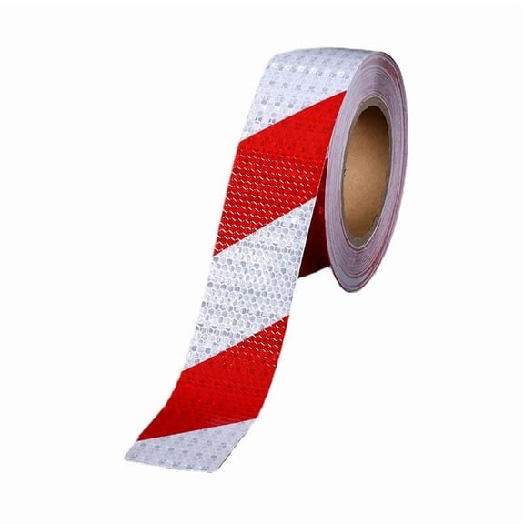 Red and White Warning Tape Reflective Tape Self-adhesive Traffic Warning Night Reflective Sticker Car Floor Marking,5cm x 25m