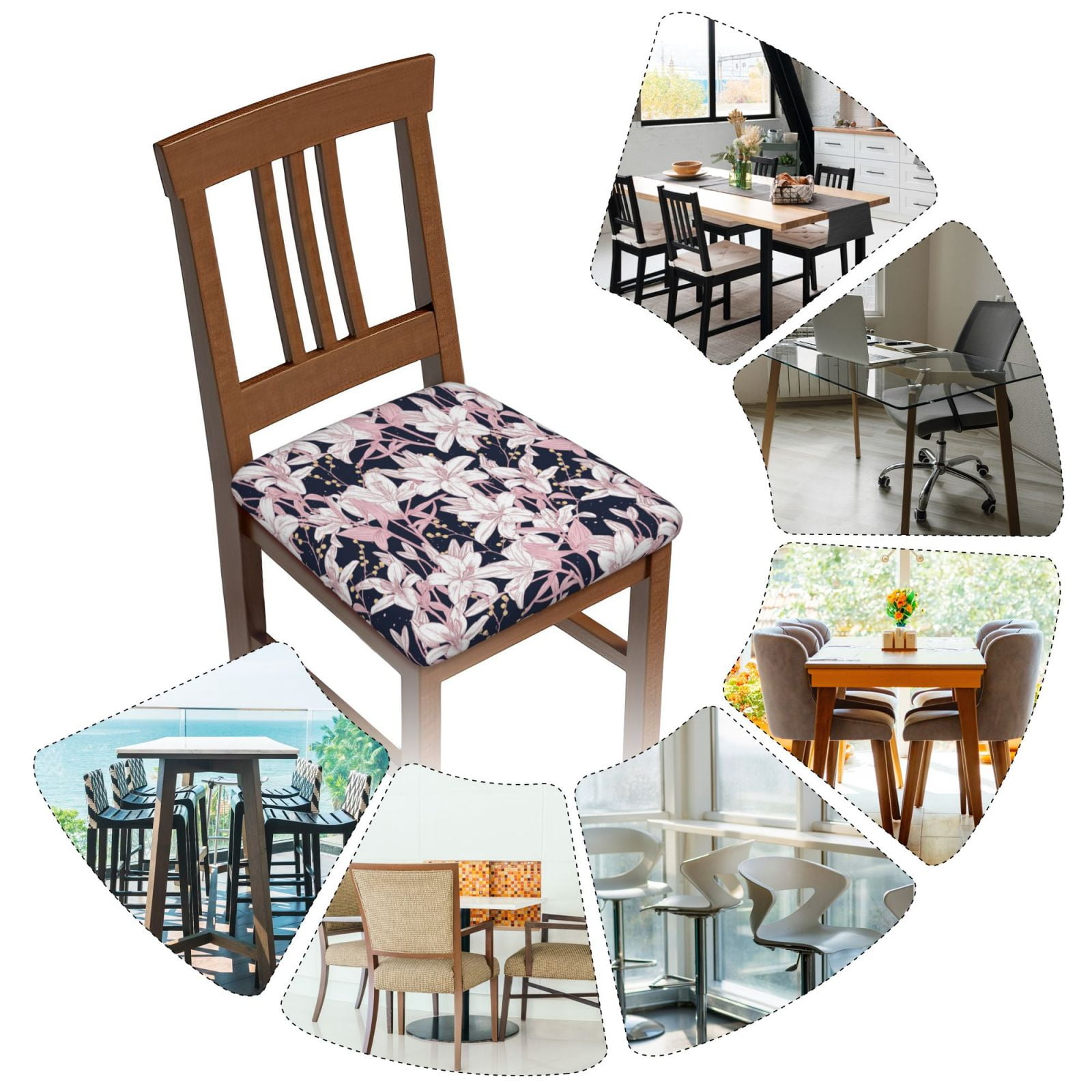Vsdgher Lilies Flowers Couch Cushion Covers, Non-Slip Sofa Seat Cushion Slipcovers, Soft Couch Covers（Don't include seat cushion）Four Pieces