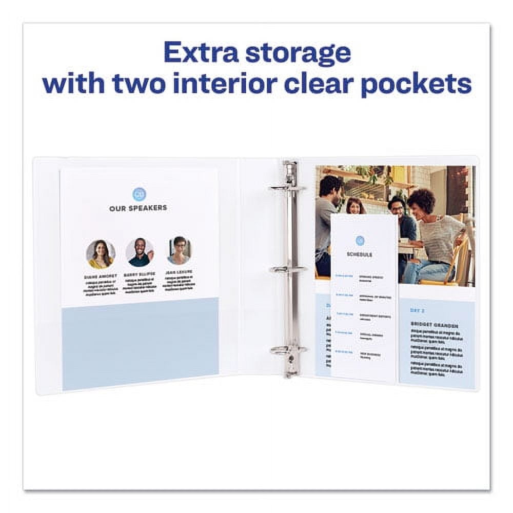 "Mini Size Durable View Binder With Round Rings, 3 Rings, 1"" Capacity, 8.5 X 5.5, White | Bundle of 5 Each"