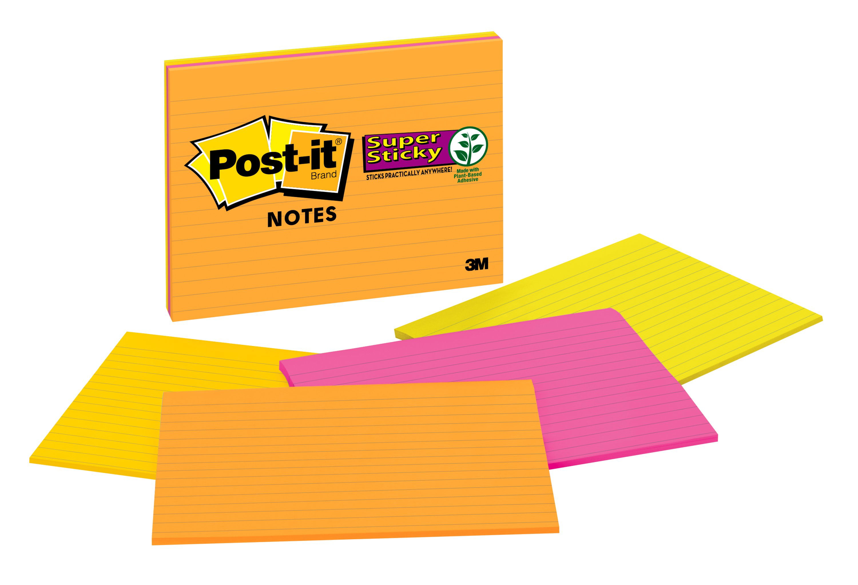 45 Sheets//Pad Early Buy Lined Sticky Notes with Lines 8x6 Self-Stick Notes 6 Bright Color 6 Pads