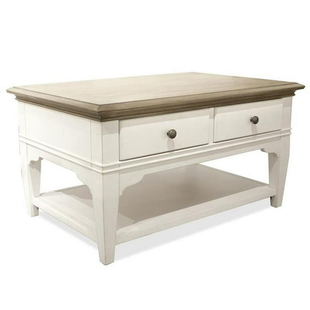 Riverside Furniture Myra Table Basse en Bois avec Petits Pieds en Naturel/blanc Papier