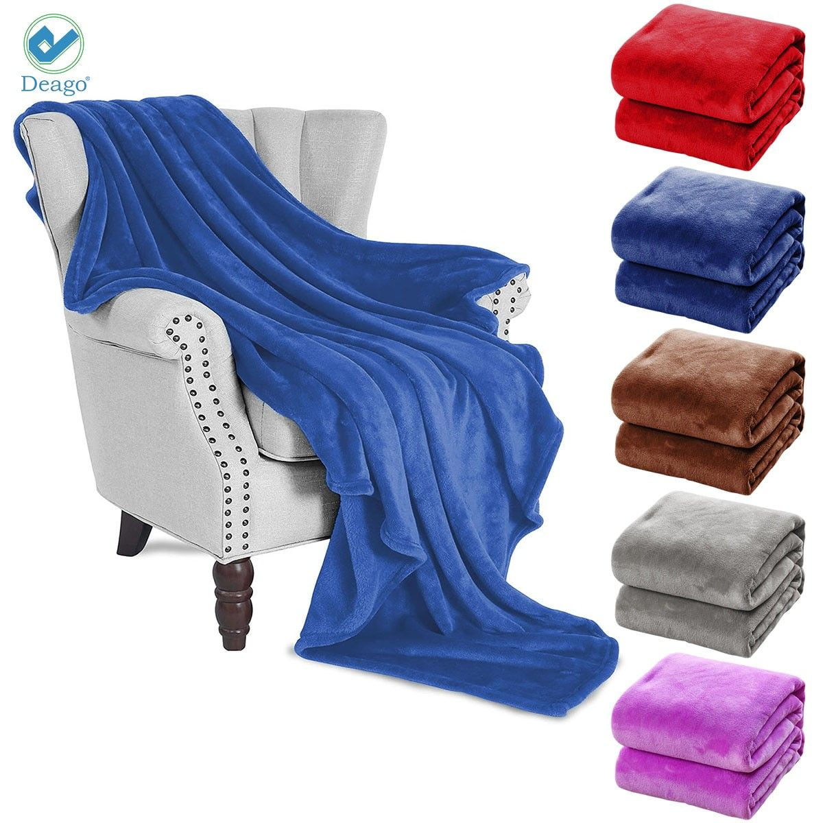 Satin Stripe Soft Coral Throw Sofa Bed Car Fleece Blanket Size Double 6 Colors 