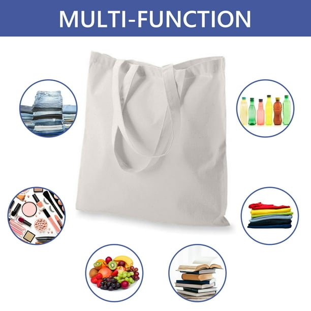 Tripumer 2 Pack Blank Bulk Cloth Bags Reusable Cotton Tote Bags 13.7 x 15.7 inch for Grocery Shopping DIY White