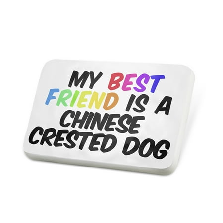Porcelein Pin My best Friend a Chinese Crested Dog from China Lapel Badge –