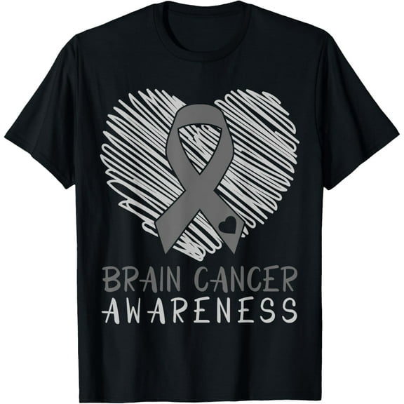 Brain Cancer Awareness Brain Tumor Gray Ribbon T-Shirt mens t shirt,black,women,funny,misfits,men,journey