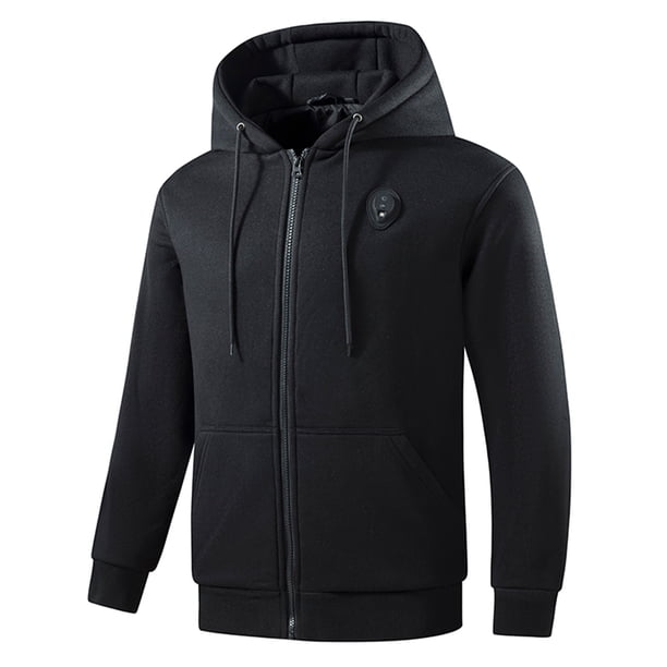 Ceisia Men's Oversize Hooded 3-Speed Temperature-Controlled Heated Full-Zip Polyester Hoodie Gift