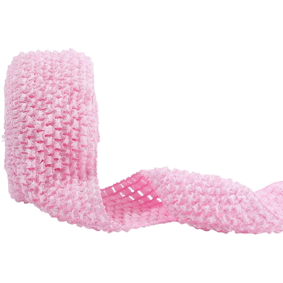 3" Wide Elastic Crochet Headband Ribbons 5 Yards Crochet Stretch Trim Hot Pink Fabric DIY