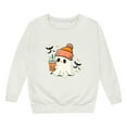 thumbnail image 4 of Wuxian Toddler Kids Halloween Sweatshirt Pullover Cute Ghost Pumpkin Graphic Print Top Shirt Crewneck Long Sleeve Casual Loose Sweatshirts,White,13-14 Years, 4 of 4