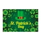 thumbnail image 1 of Banner del jardín del Día de San Patricio - Bandera de trébol verde de doble cara de 45" x 71" con monedas de la suerte y sombreros - Decoración navideña para fiestas de jardín en casa Decoraciones, 1 of 2