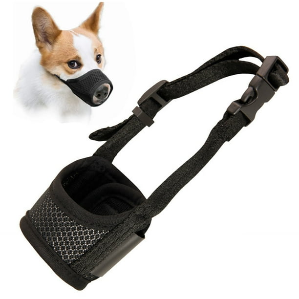 Dog mouthpiece anti bite and chew with comfortable mesh soft fabric and adjustable shoulder strap