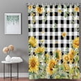 thumbnail image 3 of Bathroom Shower Curtain Summer Farmhouses Sunflowers Waterproof Shower Curtains with Hooks, Black White Check Bath Curtains Bathtub Curtain Home Decor 72x72in, 3 of 9