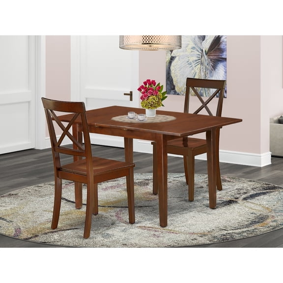 Rustic Kitchen Table Set 3pc Rectangle Dining Table with Chairs, 48-60" Extendable